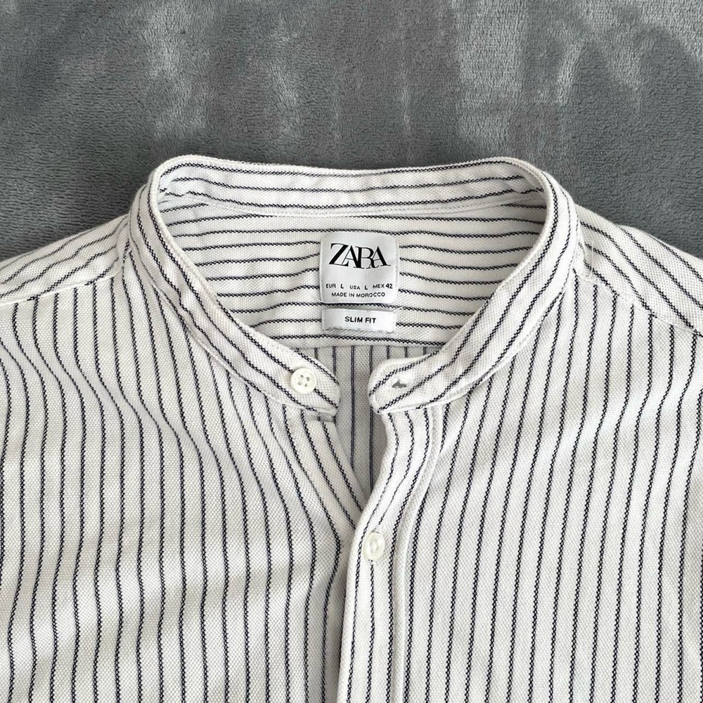 Zara Men's Slim Fit Striped Button-Down Knit Shir… - image 4